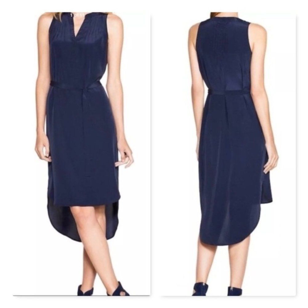 NWOT WHBM Blue Sleeveless Shirt Dress XS